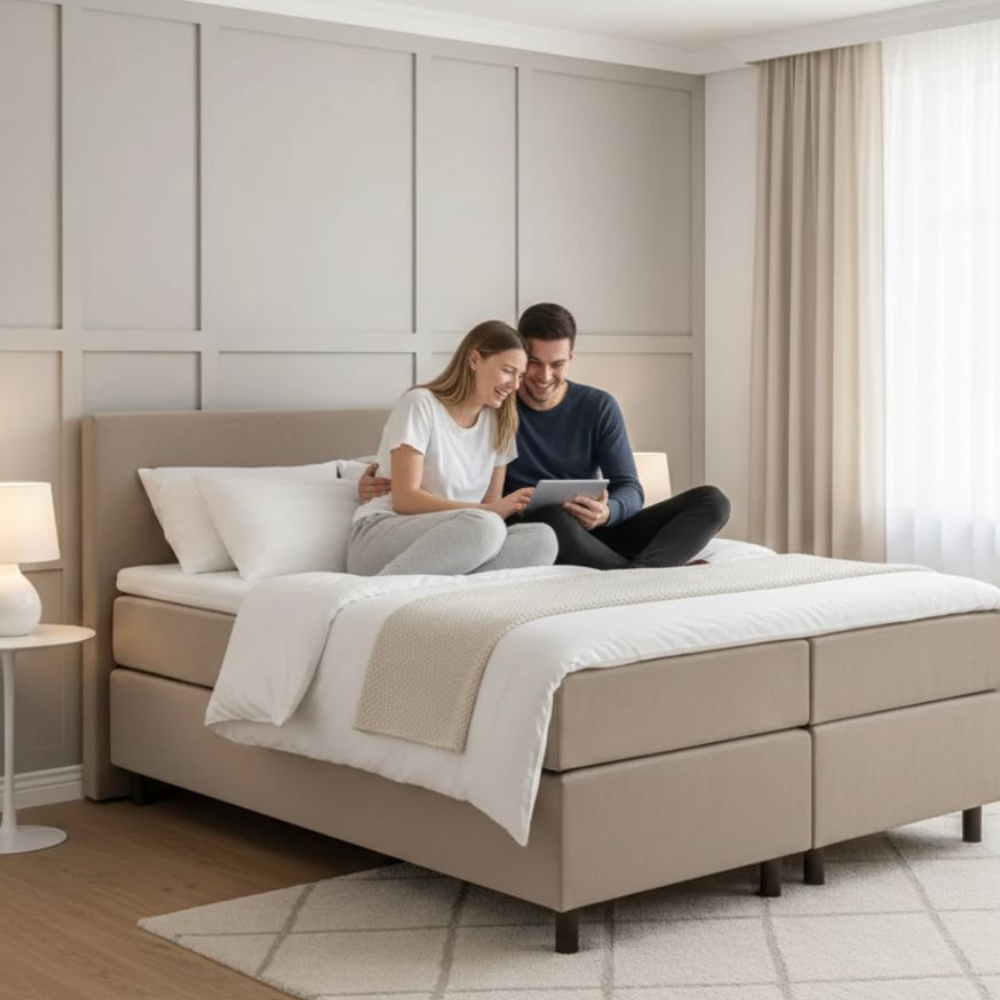 Boxspring Met Topper - Beige